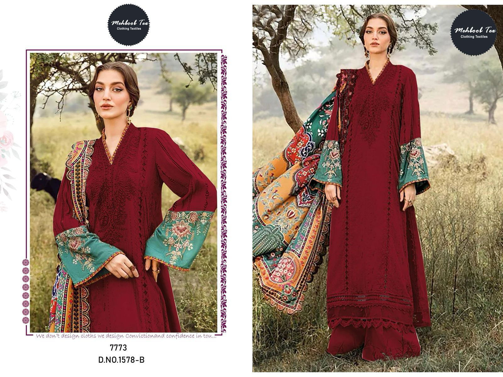 Mehboob Tex 1578 B And C Cotton Dupatta Pakistani Salwar Suits Wholesalers In Delhi